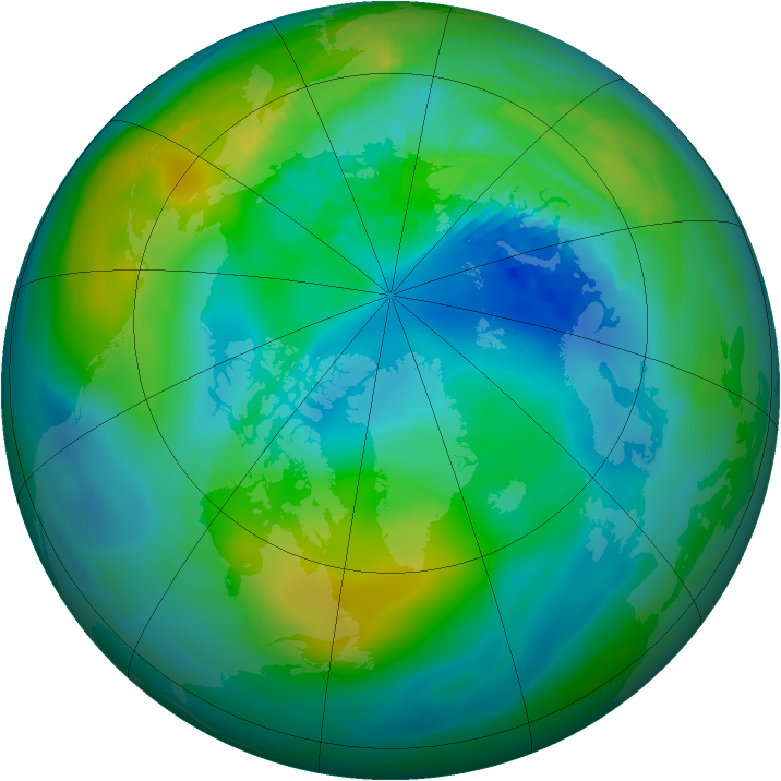 Arctic ozone map for 29 September 1980